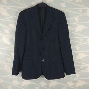 1400cad SALVATORE FERRAGAMO 44R Navy Blue Formal Dress Suit Jacket made in Italy
